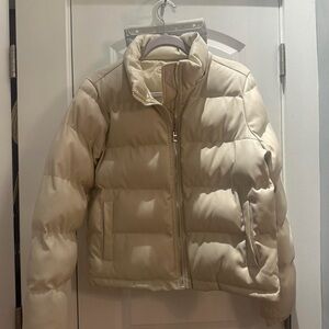 Good American Cream Puffer Jacket